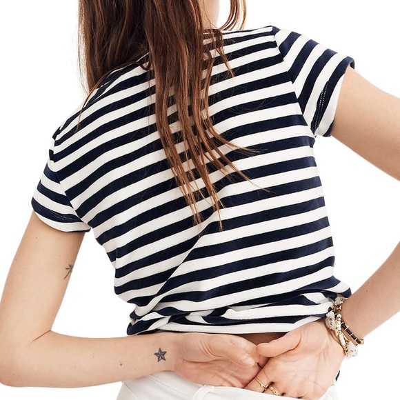 Madewell Velour Crewneck Tee Meg Stripe XL - Picture 2 of 7